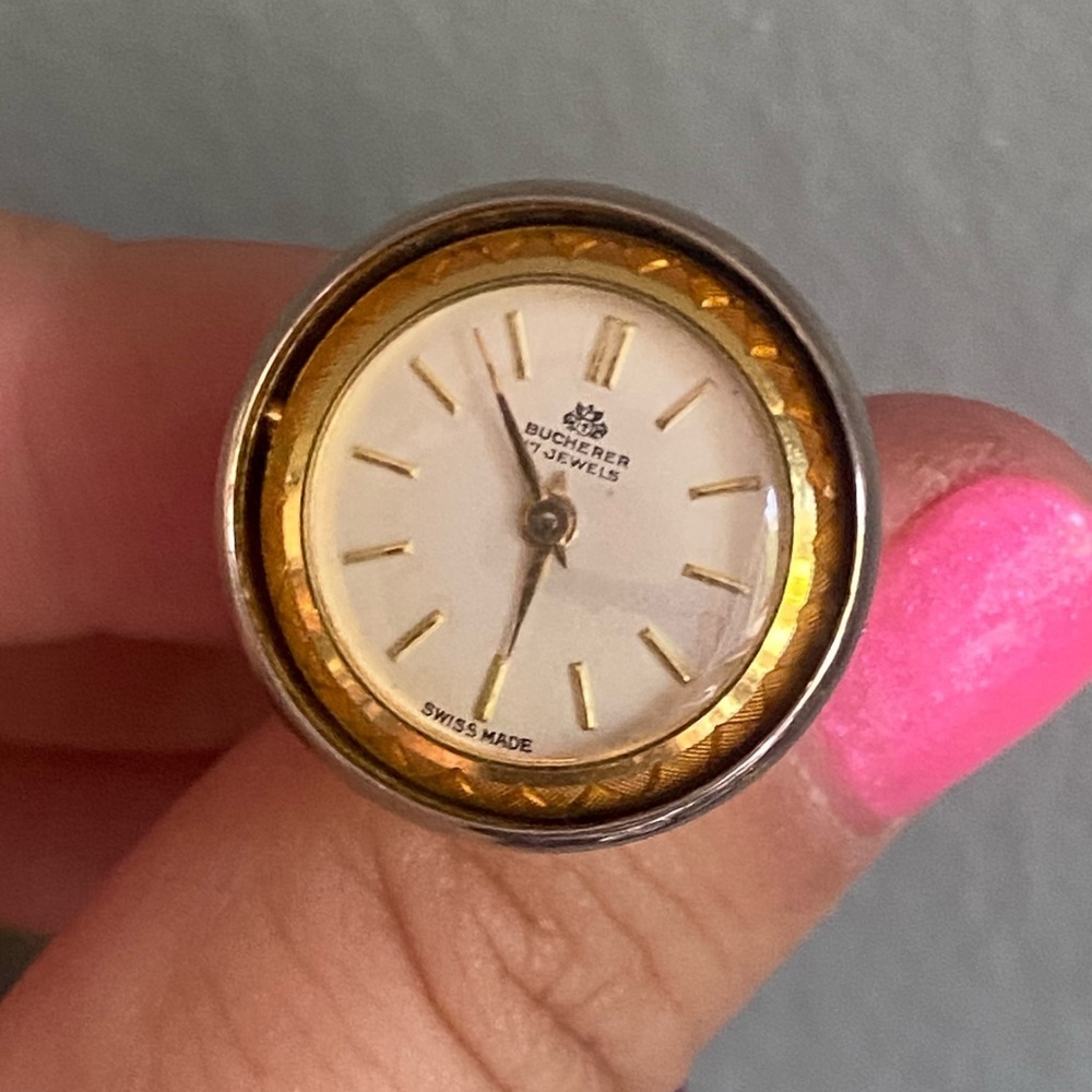 VTG Bucherer 14k Swiss Gold Orb Ball Watch Necklace pendant